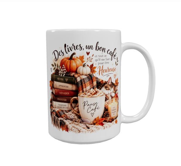 Mug Automne – Livres & Café